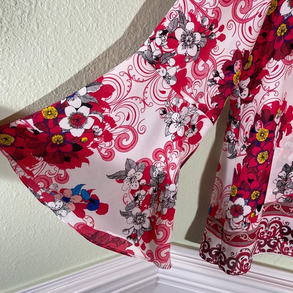 Violet + Claire Floral Kimono Style Loose Fitted Top Size L - Picture 6 of 6